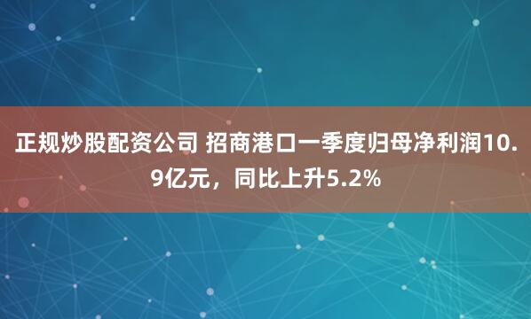 正规炒股配资公司 招商港口一季度归母净利润10.9亿元，同比上升5.2%