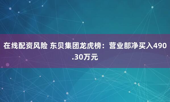 在线配资风险 东贝集团龙虎榜：营业部净买入490.30万元