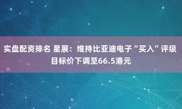 实盘配资排名 星展：维持比亚迪电子“买入”评级 目标价下调至66.5港元