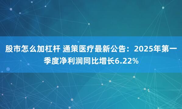 股市怎么加杠杆 通策医疗最新公告：2025年第一季度净利润同比增长6.22%